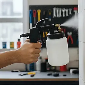 Pistola para Pintura Ar Direto 500 ml com Bico 1,1 mm, Alimentação por Sucção, Entrada 1/4", para Madeira, Metal, Parede, Automóveis e Artesanato