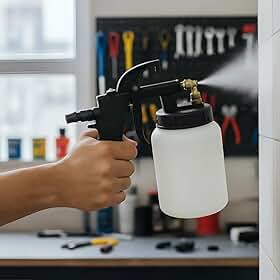 Pistola para Pintura Ar Direto 500 ml com Bico 1,1 mm, Alimentação por Sucção, Entrada 1/4", para Madeira, Metal, Parede, Automóveis e Artesanato