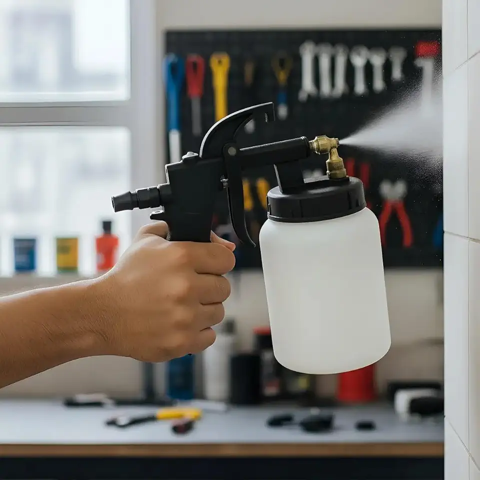 Pistola para Pintura Ar Direto 500 ml com Bico 1,1 mm, Alimentação por Sucção, Entrada 1/4", para Madeira, Metal, Parede, Automóveis e Artesanato