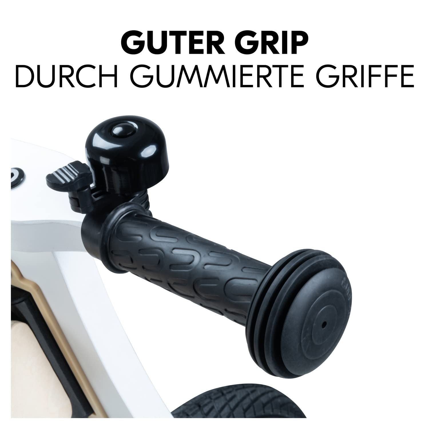 hauck Kinder Laufrad Balance N Ride ab 2 Jahre bis 20 kg, Holz Laufrad, Sattel Höhenverstellbar, Rutschrad mit 12 Zoll Lufträder, Klingel, Tragegriff, ohne Pedal (Zebra)