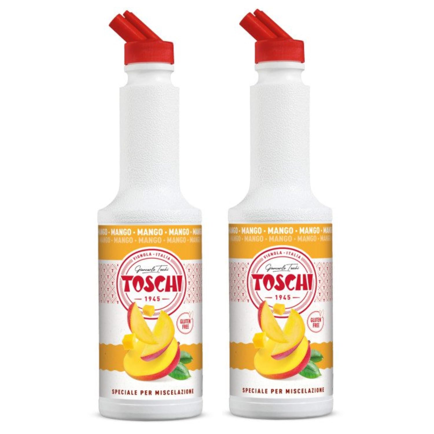 Toschi® | Mango Preparato per Bevande Base Purea Mango | Sciroppo Analcolico per Miscelazione Ideale Cocktails e Long Drink - 2 x 1 Litro