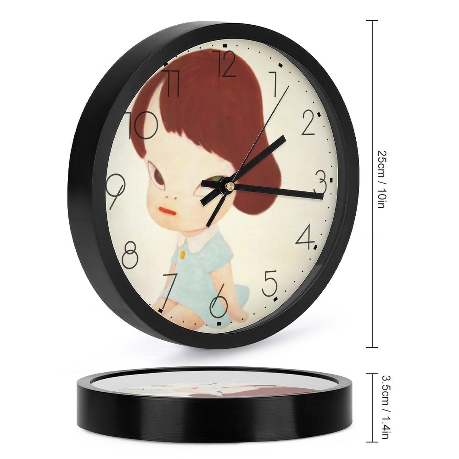 Amazon.co.jp: なら よしとも 奈良美智 掛け時計 電波時計 夜間秒針