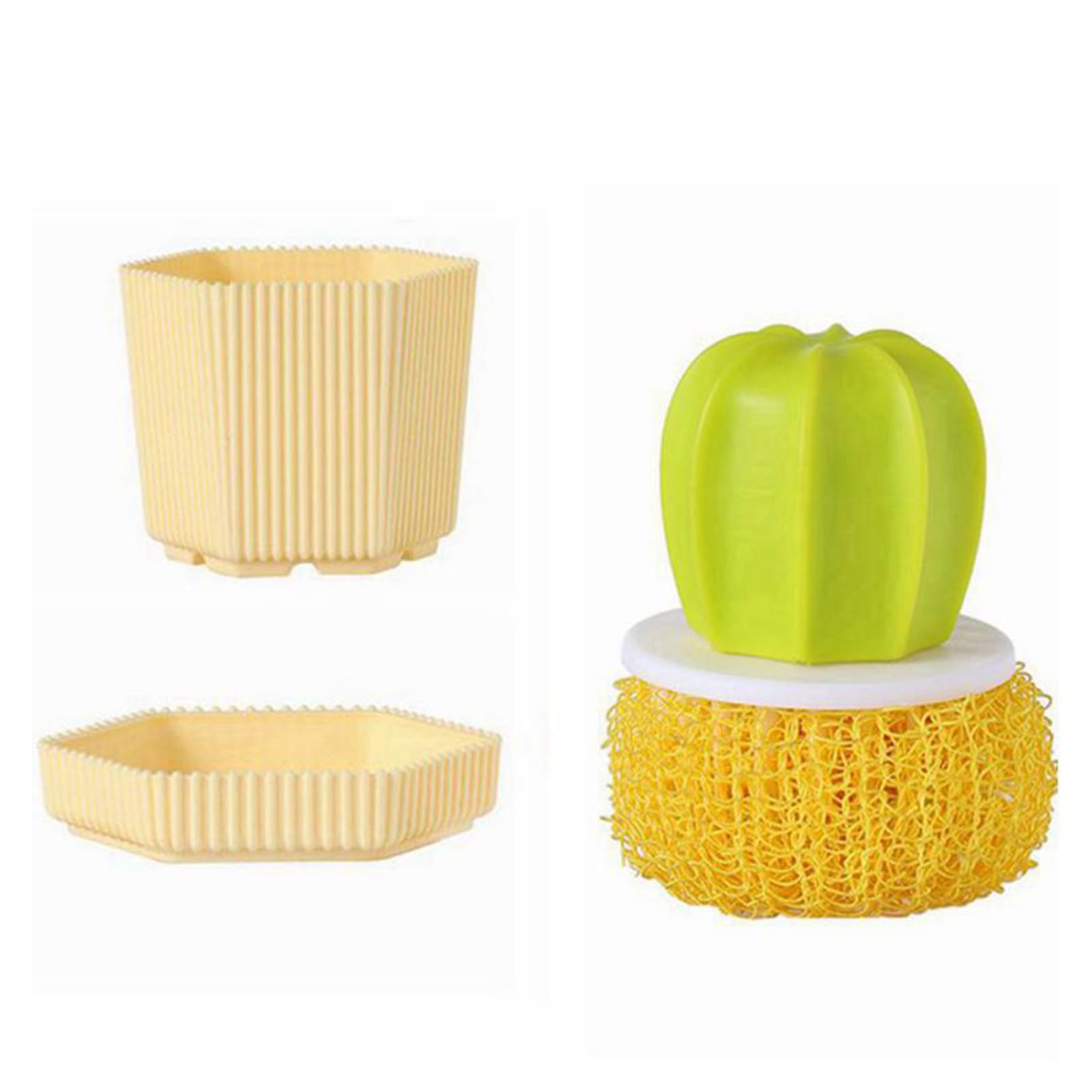 Oxxggkao Modern Cactus Shape Scrub Brush with Dense Bristles and Ergonomic Grip Handle for Cookware Utensils Sinks Scouring Dishes Scouring Brush