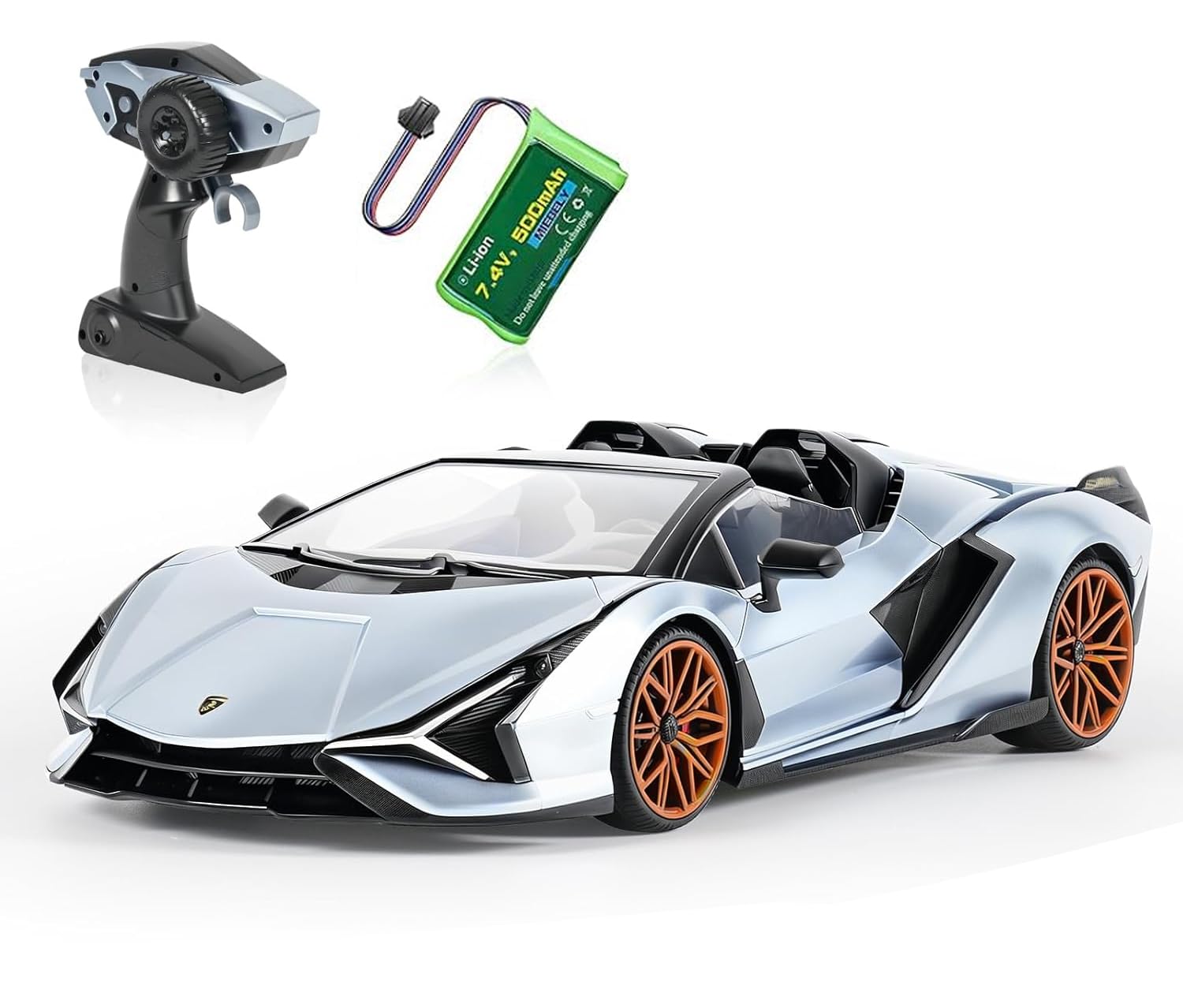 MIEBELYLamborghini Remote Control Car, 1:16 Scale Lambo Toy Car 7.4V 500mAh Officially Licensed 12Km/h Rc Cars with Led Light 2.4Ghz Model Car for Adults Boys Girls Birthday Ideas Gift (Light Blue)