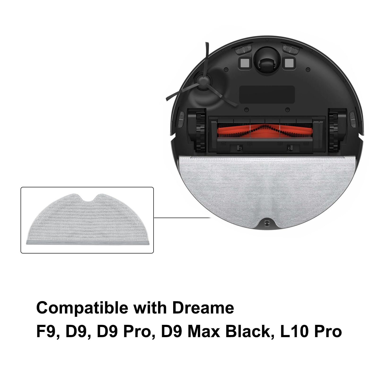 Spare Parts 3Pack Mop Pads, Compatible with Dreame F9, D9, D9 Pro, D9 Max Black, L10 Pro Robot Vacuum Cleaner Accessories Replacement