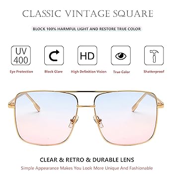 Bsreyeop Trendy Oversized Square Sunglasses for Women Men
