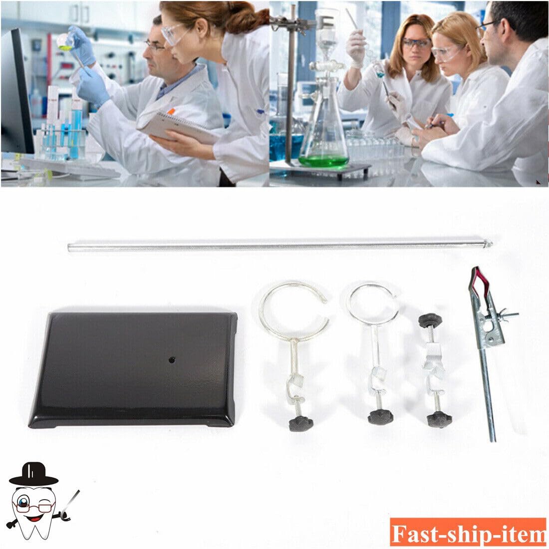 Trépied de laboratoire - Support de laboratoire - Poignée en métal - Support de laboratoire - Support de radiateur - Pinces et manchons pour chimie - Expérience physique - 50 cm