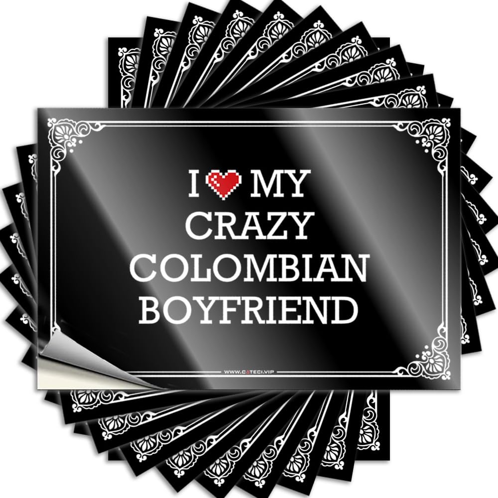 Pool Stuff Square Tattoo - I Love My Crazy Colombian Boyfriend Removable Decal Window Easy Peel for Taupe(12X18CM)