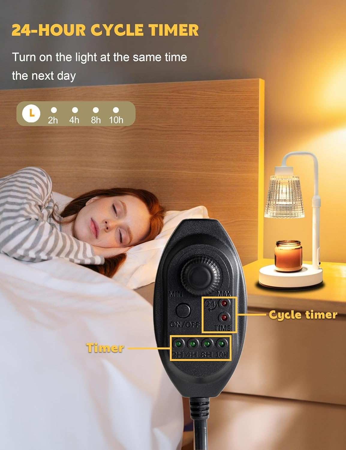 Candle Warmer Lamp with Timer & Dimmer, 3H/6H/9H Auto Off, 10 Brightness Levels, Wax Melt Warmer for Jar Candle, Gift for Women Mom Birthday, Housewarming Home Decor