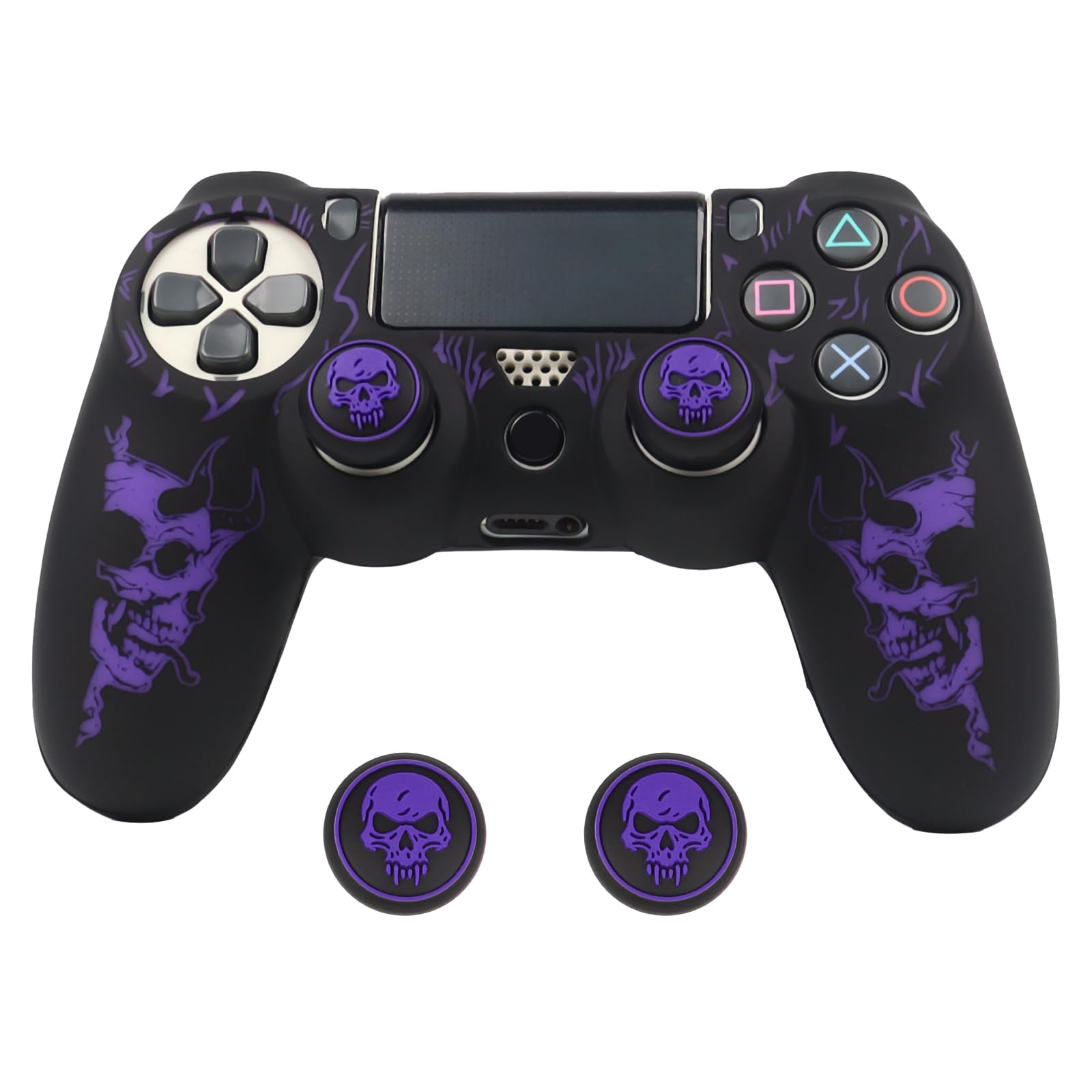 RALAN Horned Skull Head Design Controller Skin Cover with 2 Thumb Grips Compatible with PS4/Playstation 4 Slim/Pro Controller