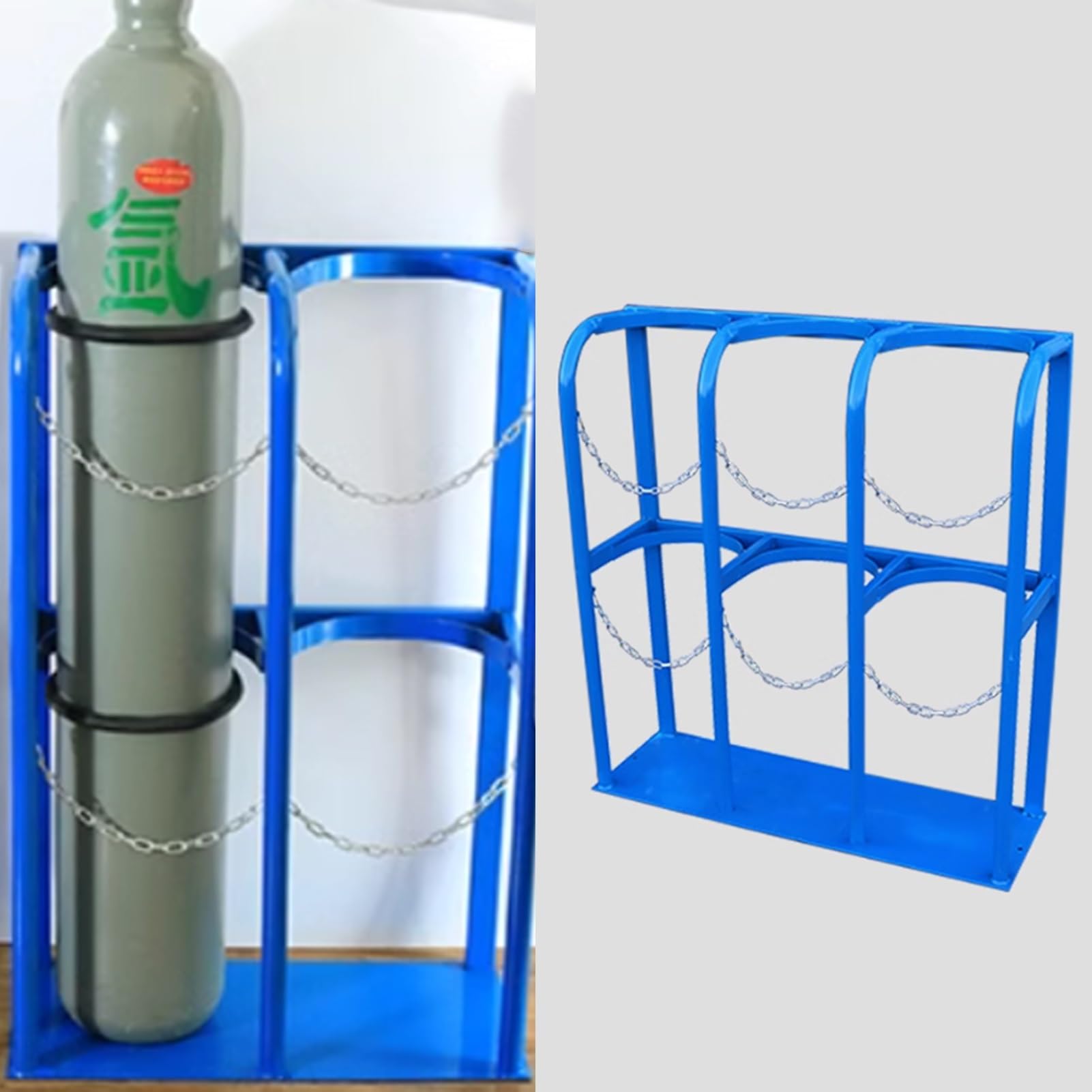 GHHVFEC Oxygen cylinder rack,Durable Oxygen Tank Holder - Floor Mountable Gas Bottle Storage Rack, Universal Cylinder Bracket with Coated Finish for Factories (95x31/37.4x12.2in)