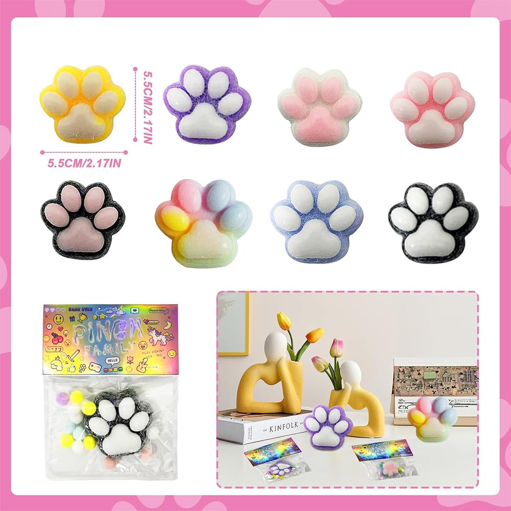 2 Stuks Squishy Kattenpootspeelgoed Kat Knijpspeelgoed, Antistress Speelgoed, Rekbare Kattenstressvermindering, Taba Squishy Kat Anti-Stress Speelgoed voor Kinderen en Volwassenen