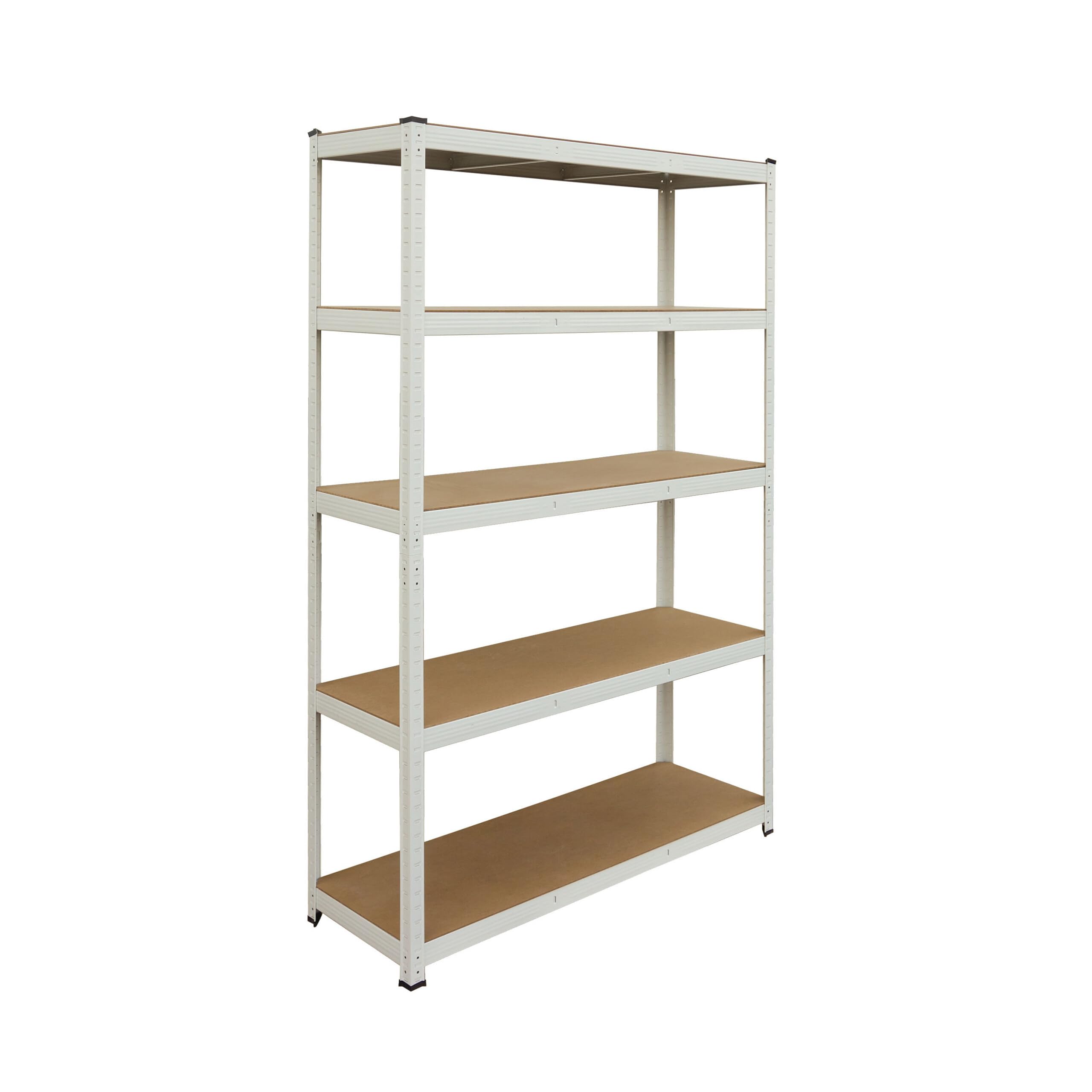 Relaxdays White/Brown Heavy-Duty Storage Shelf, 5 Shelves, 200X120x40 Cm, 875 Kg, Basement/Garage, Slot-Together,