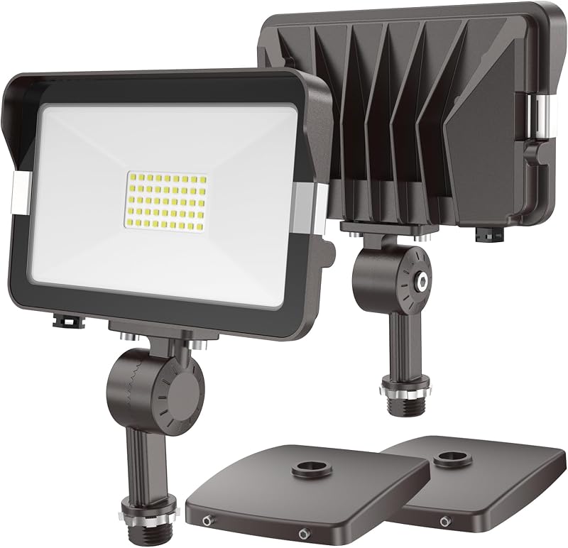 HYPERLITE 30W Flood Lights Outdoor 2 Pack, LED Flood Light with Knuckle Mount, Floodlight Wall Mount 5000K 3,300Lm IP65 Waterproof LED Security Lights for Yard Garden Garage UL Listed