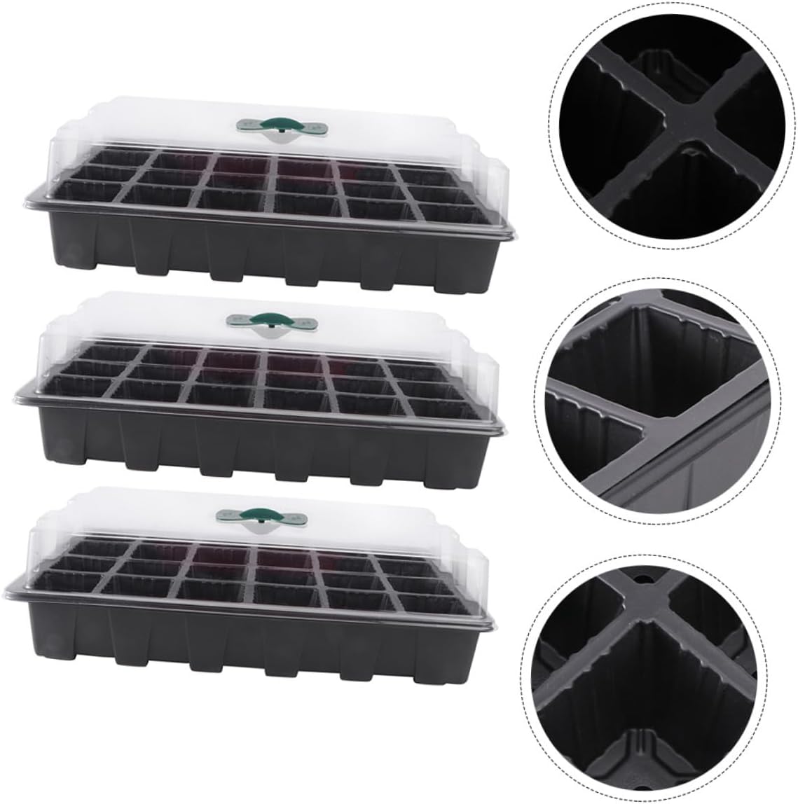 MERRYHAPY 3 Sets 24-Cell Seed Starter Trays Plant Germination Boxes Gardening Supplies Plastic Nursery Containers for Vegetable Sprouting and Seedling Growth