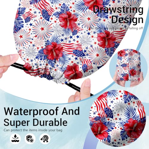 Image of US Flag Drawstring Bag Portable Patriotic Pouch Bag for Outdoor Party Holiday
