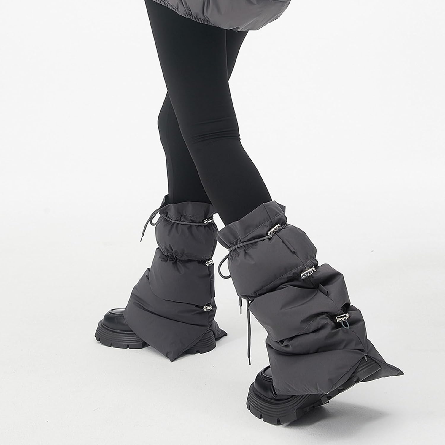 hejhncii Thermal Padded Leg Covers with Adjustable Drawstring for Skiing Hiking and Cold Weather Ladies Puffer Warmers Socks