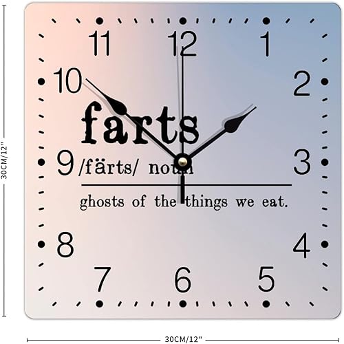 Miniatura 2 de Zyadsinoudor Reloj de PVC con definición de pedos, sin marco, citas positivas, tipografía, arte de pared, cuadrado de 12 pulgadas, silencioso, sin