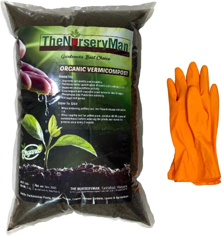 TheNurseryMan Pure Organic Vermicompost Powder 5 kg with Free Reusable Hand-Gloves(Earthworm VERMICOMPOST)