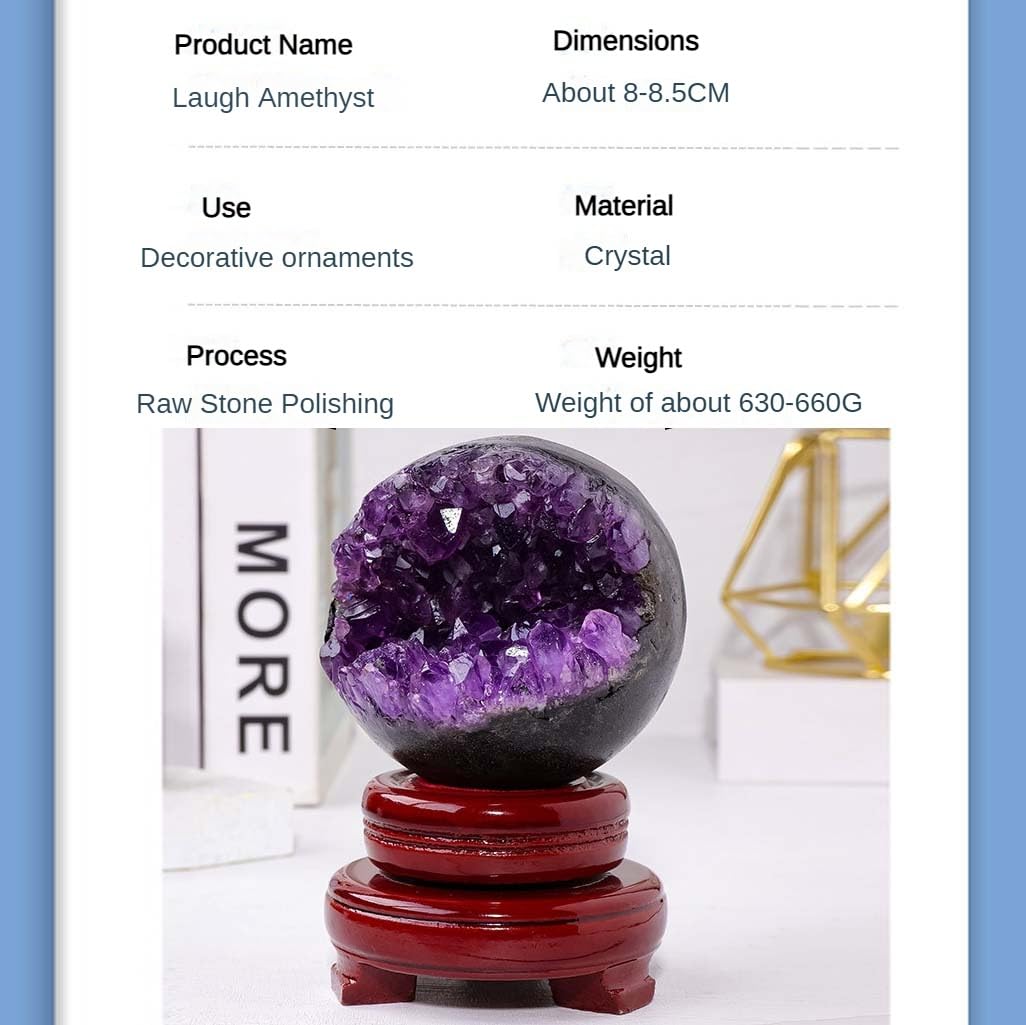 Naturalny ametyst, inkluzje mineralne, ręcznie polerowane do wystroju domowego biura, energia i medytacja Feng Shui, 7,9-8,4 cm, 0,6-0,7 kg