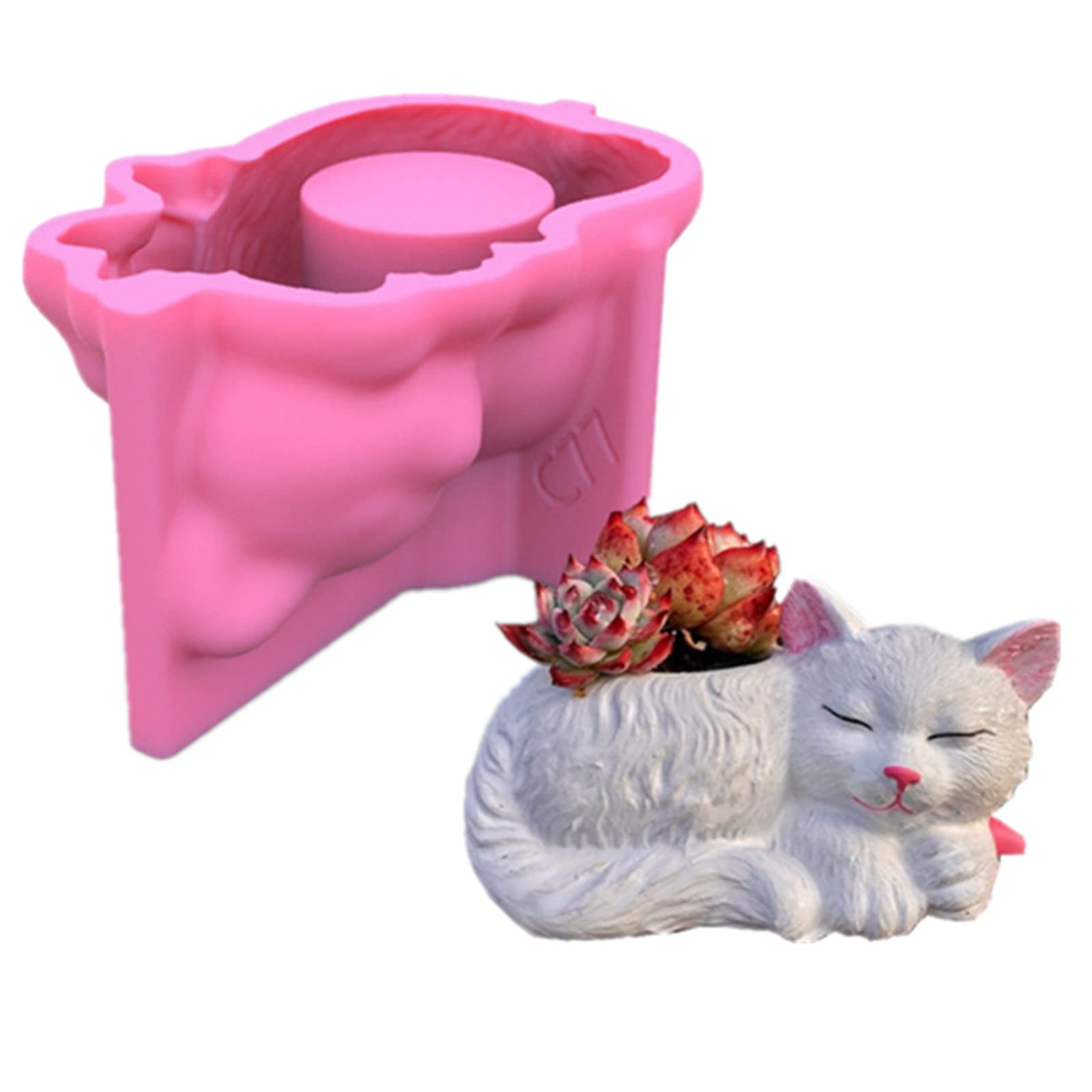 Moule silicone chat pour pot de plantes grasses et cactus de bureau