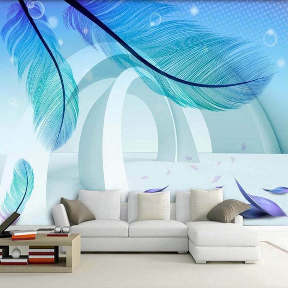 Autocollant mural d'art paysage plume 150x105 cm pour salon