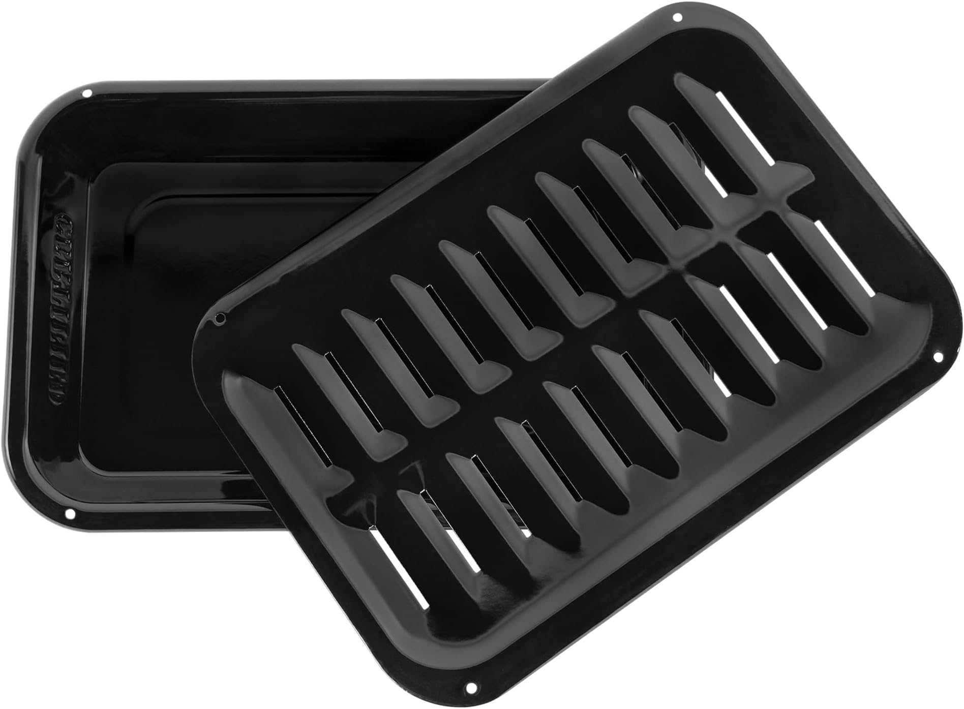 Certified Appliance Accessories Small 2-Piece Broiler Pan & Grill Set Porcelain-on-Steel 13"x8-3/4"x1-3/8" Broiler Pan for Oven, Black Whirlpool 4396923, Maytag, Kitchen-Aid replacement