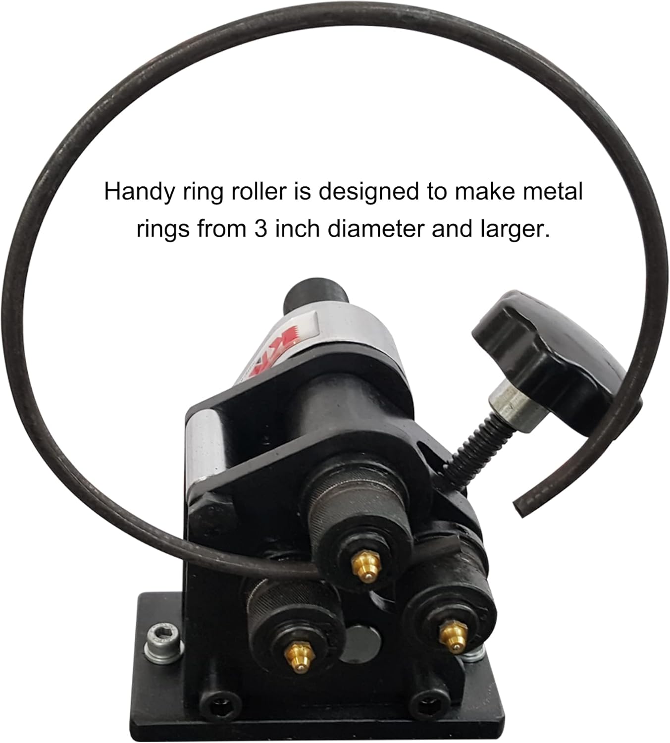 KAKA INDUSTRIAL Manual Ring Roll Bender PR-3 | 3 inch Min. Diameter Roller for 1/4 inch Round Bar and 1x3/16 inch Flat Bar | Hand Crank Design for Chandeliers, Plant Holders​