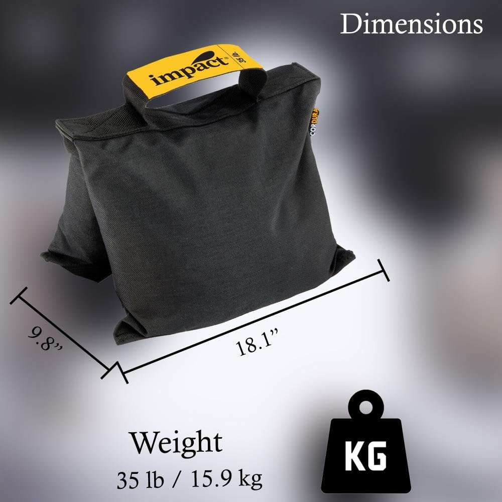 Impact Saddle Shot Bag - 35 lb Weight Bags for Light Stand Photography Video Equipment, Heavy Duty Saddlebag for Backdrop Stand, Photo Tripod, Canopy, Pop up Tent, Water-Resistant(Steel Balls Inside)