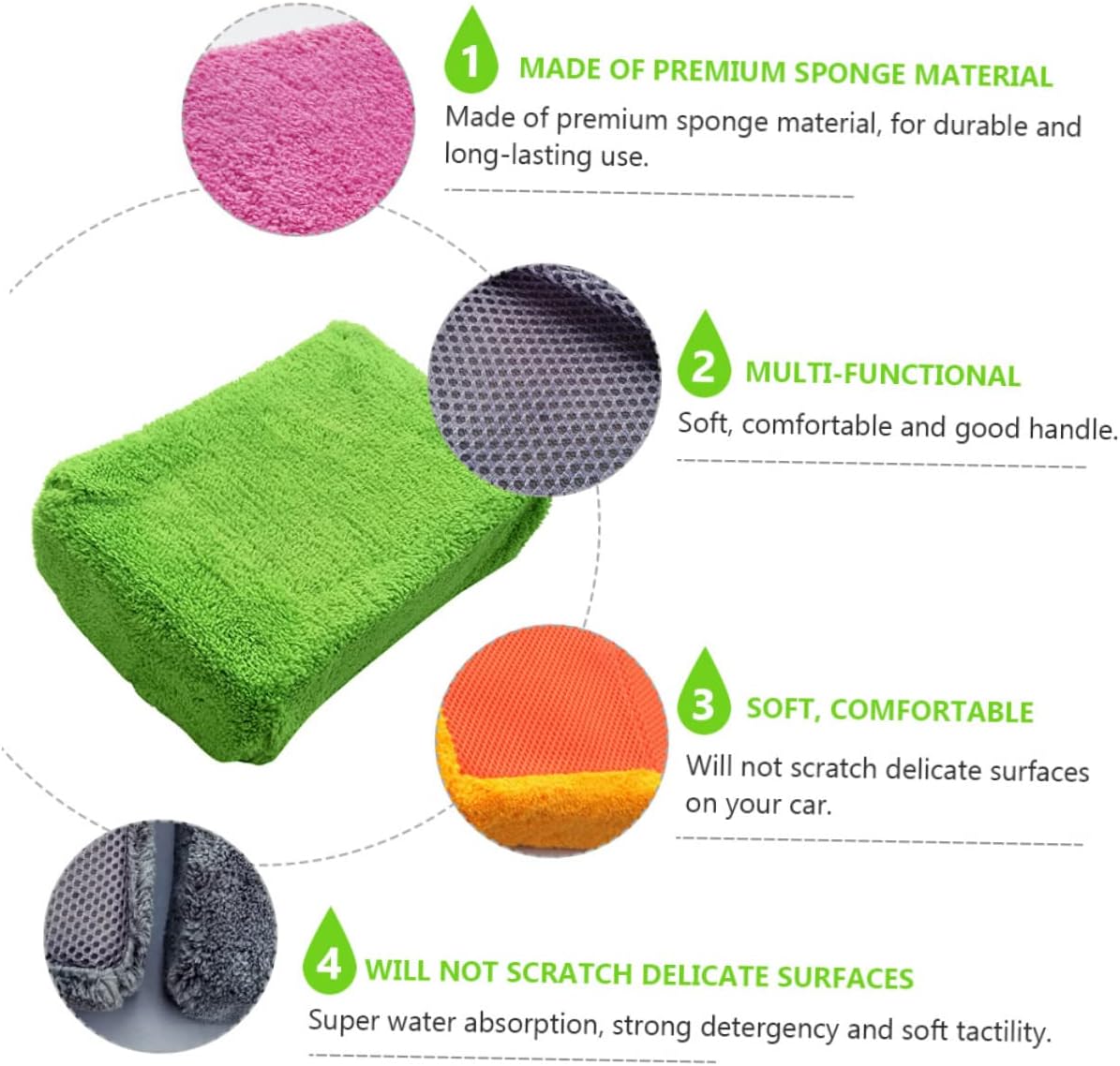 Alipis 4pcs High Absorbent Car Wash Sponge Gloves Cleaning Tool for Car Detailing Easy to Use Compact Design Random