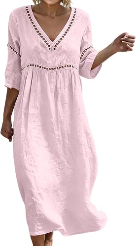 Summer Dresses for Women 2026 Casual Bohemian Dresses V Neck Beach Vacation Dres