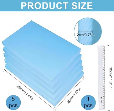 5 Pack High Density Polystyrene Foam Boards with 1 Ruler, XPS Foam Sheets, 30x20x2cm Thick Craft Foams Boards for DIY Crafts, Modeling, Sculpture, Architecture, Diorama Scene Base Projects