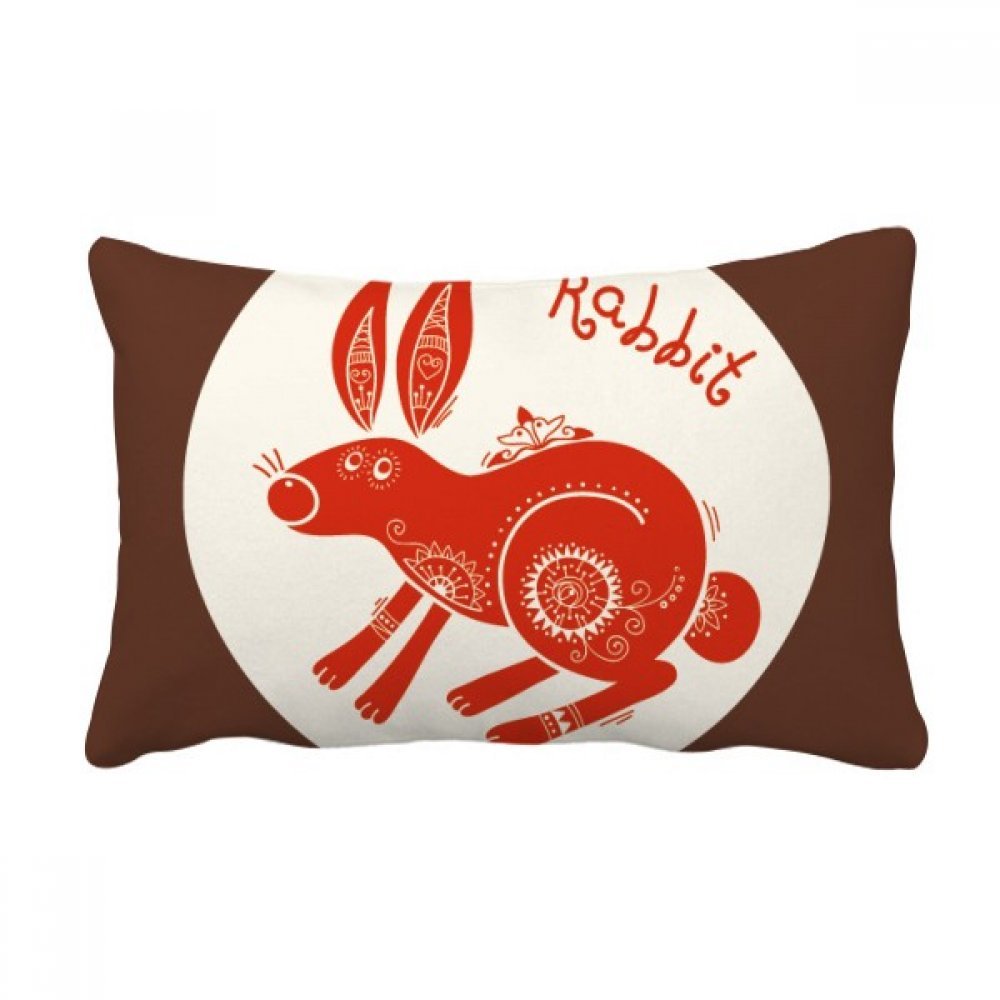 Coussin de canapé lapin signe chinois taie oreiller décorative rouge salon multicolore 16x24