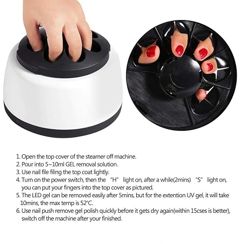 Miniatura 6 de Máquina removedor de esmalte de uñas de gel, máquina removedor de uñas de gel de 36 W, máquina portátil de vaporizador de uñas, máquina limpiadora