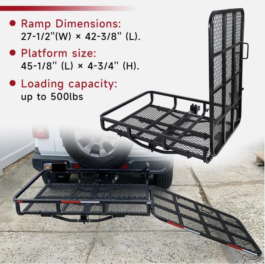 Mobility Scooter Carrier Hitch Mount Electric Wheelchair Hitch Carrier W/Ramp