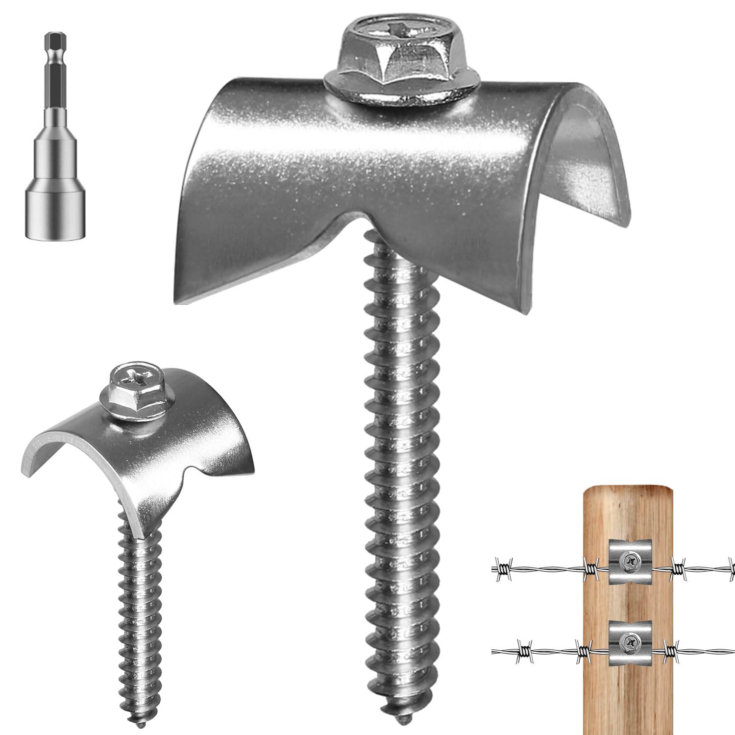 105 Pcs Fence Staples Stainless Steel 304 Fencing Staples & Wood Staples for Chicken Wire Fencing, Reusable U Nails