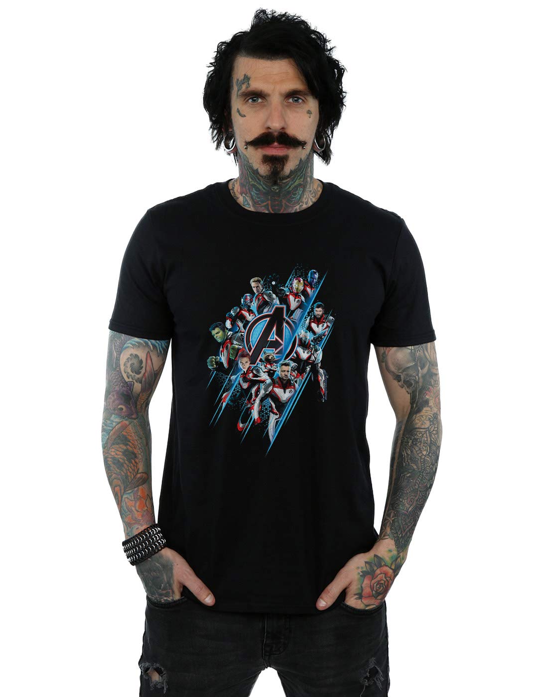 Absolute Cult Men's Black Marvel Avengers Endgame Logo Team T-Shirt X-Large