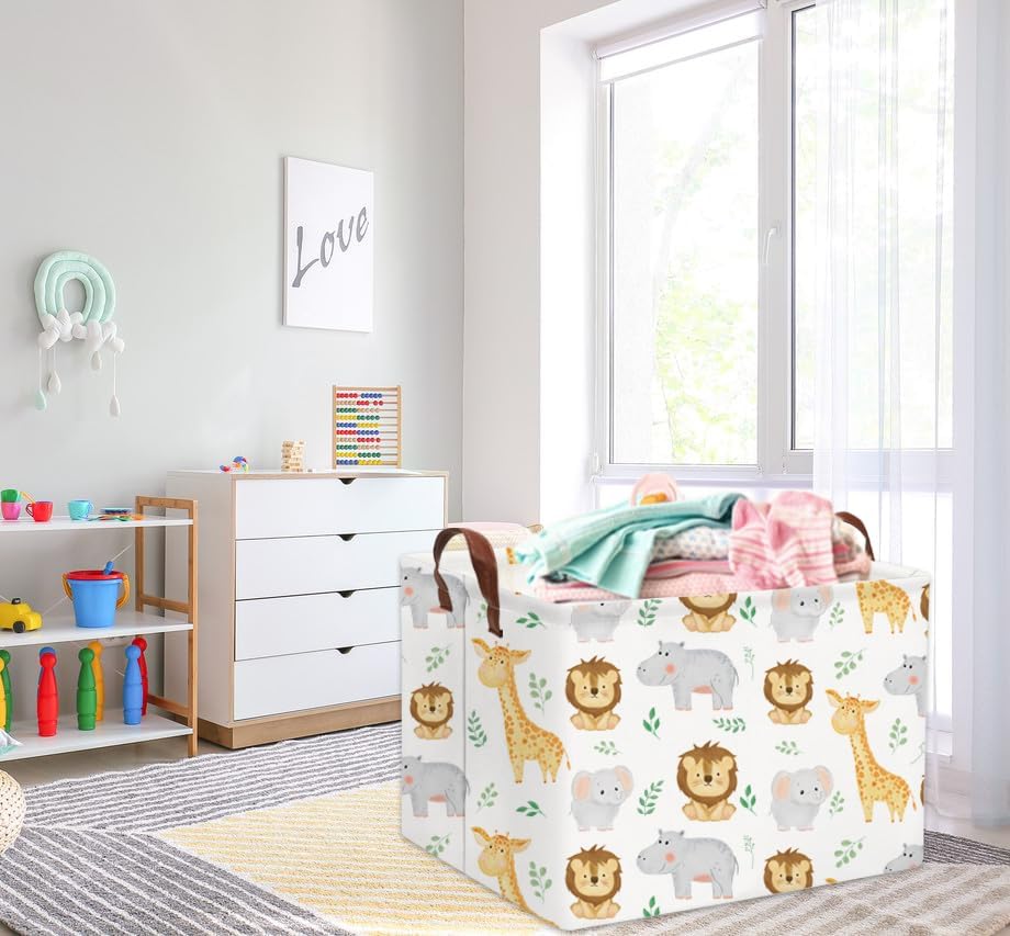 Miniatura 5 de HIYAGON Cesta de almacenamiento de juguetes de bosque para niños, niños y niñas, cesta rectangular de almacenamiento, cajas organizadoras para