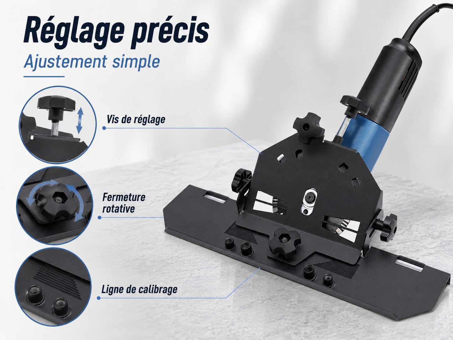 Support de chanfreinage d'angle Curseur 45° Coupe-carrelage pour meuleuse d'angle 115/125mm Support de chanfreinage de carreaux céramiques Support d'angle de chanfreinage Support de chanfreinage de
