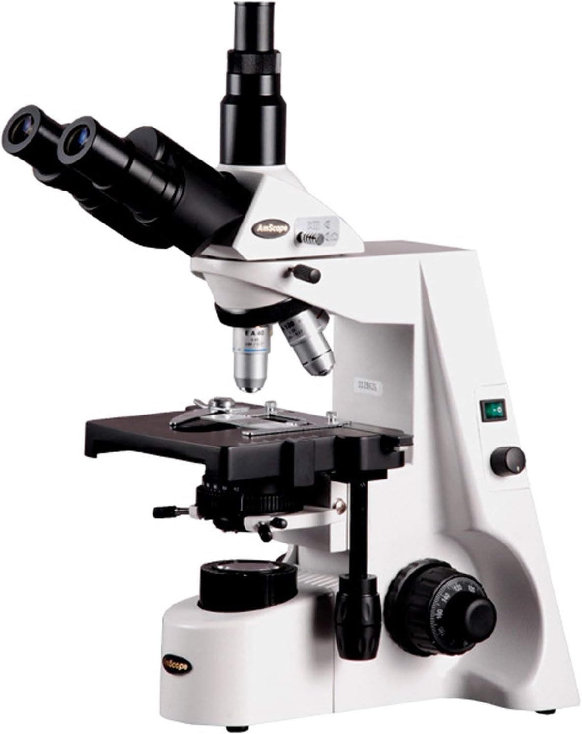 AmScope T690C Trinocular Compound Microscope, 40X-2500X Magnification, WH10x and WH25x Super-Widefield Eyepieces, Infinity Objectives, Brightfield, Kohler Condenser, Double-Layer Mechanical Stage