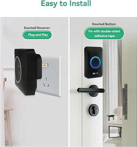 Miniatura 7 de Timbre de puerta, kit de timbre inalámbrico con 60 campanillas, 5 volúmenes ajustables, funcionamiento de 1,000 pies984.3 ft, con sonido LED flash