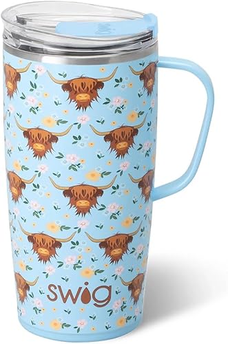 Vista 30 de Swig Life - Taza de viaje de 22 onzas, vaso con aislamiento y asa con tapa, apto para portavasos, apto para lavavajillas, de acero inoxidable, taza