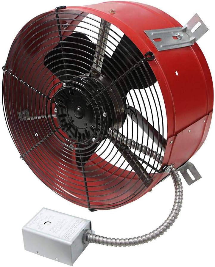 Professional Grade Gable Mount | Power Attic Ventilator, 2.6-Amp 60-Hz Motor and 14-Inch Blade | Quiet Home Attic Fan 1300 CFM | 1,850 SQ. FT. (Red)