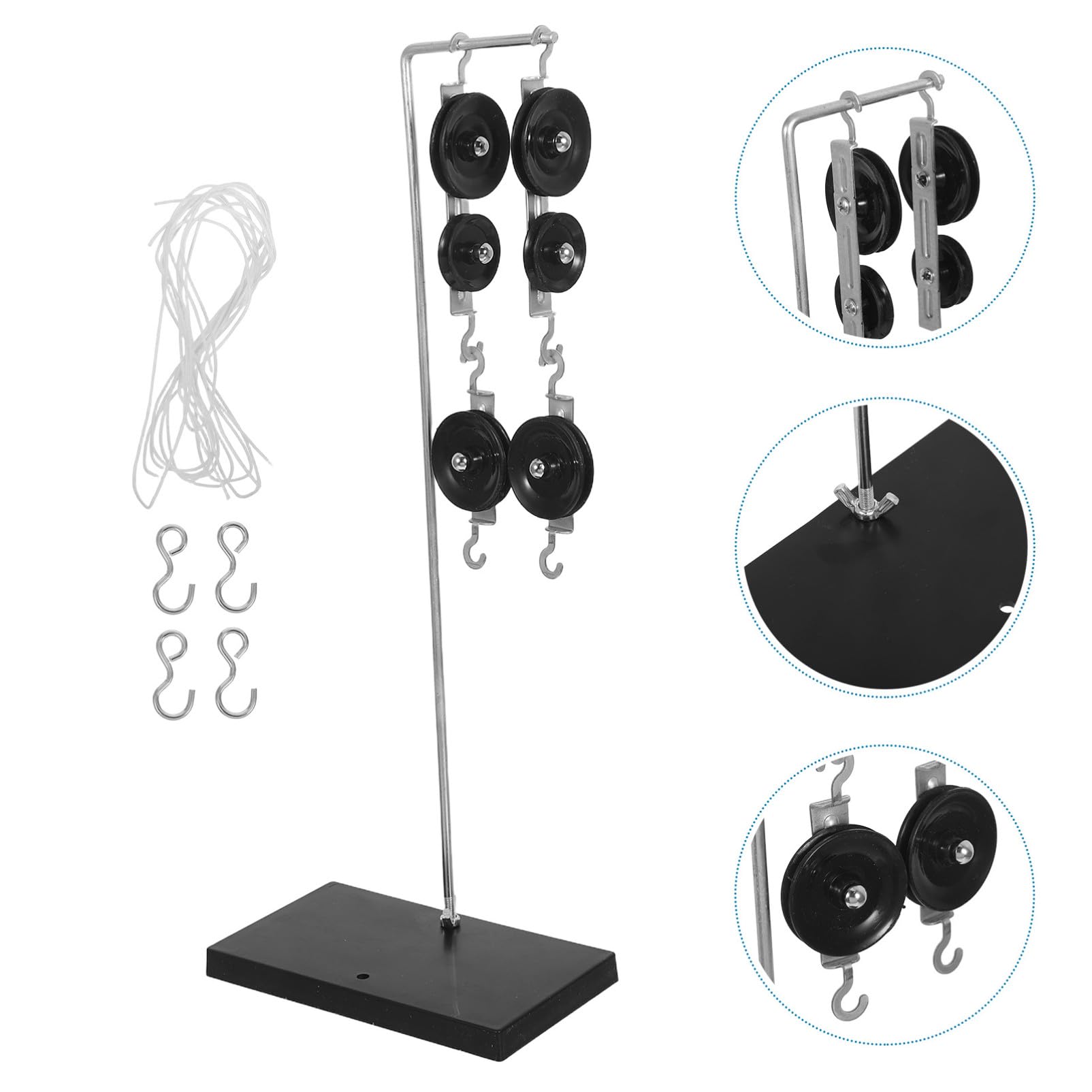 PRETYZOOM 4 Set Esperimenti con Pulegge Galvanizzate Kit Pulegge Singolo Supporto Robusto per Laboratori Scolastici e Dimostrazioni Scientifiche