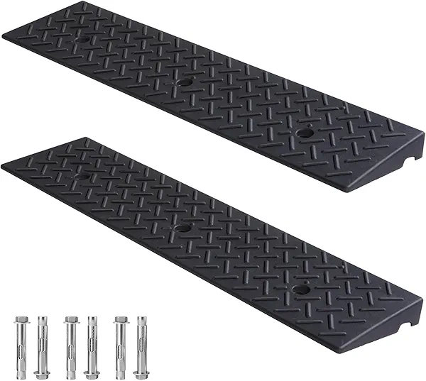 2 Pack Rubber Curb Ramps Driveway ramp, 2" H, 39.4" L, 9.8" W, Heavy Loading (6600LB)/3 Ton Capacity, Threshold, Motorcycle, Loading, Bikes, Wheelchairs Ramps