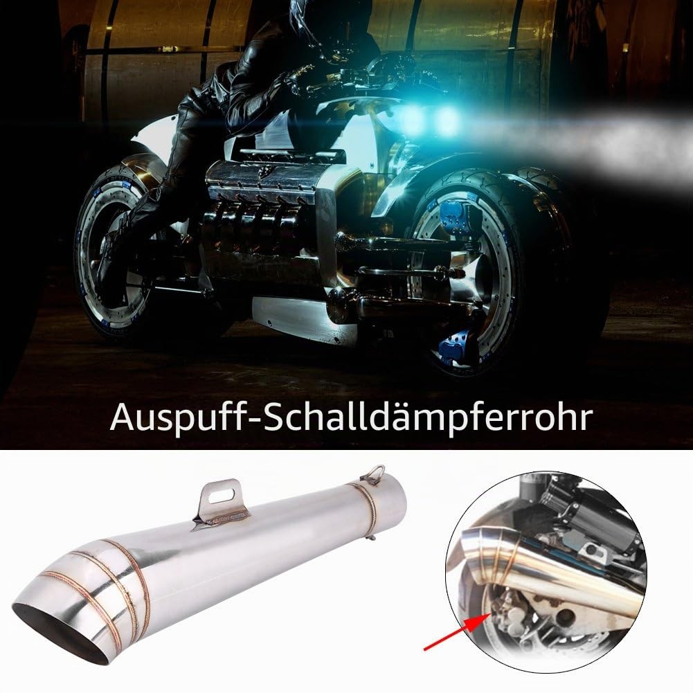 Qiilu Auspuffrohr, Endschalldämpfer, Edelstahl, für Motorrad, Universal