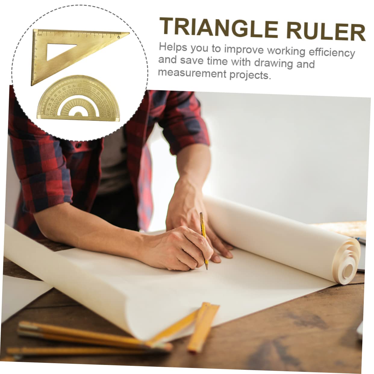 STOBOK 3sets Ottone Goniometro e Triangolo Kit Precisione Per e Misurazione Strumento Geometrico Professionale Per Ingegneri e Studenti