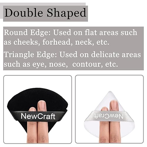 Miniatura 2 de NewCraft Juego de 6 bocanadas de polvo para maquillaje facial terciopelo suave triangular polvo mineral suelto con cinta delicada ajuste cosmético