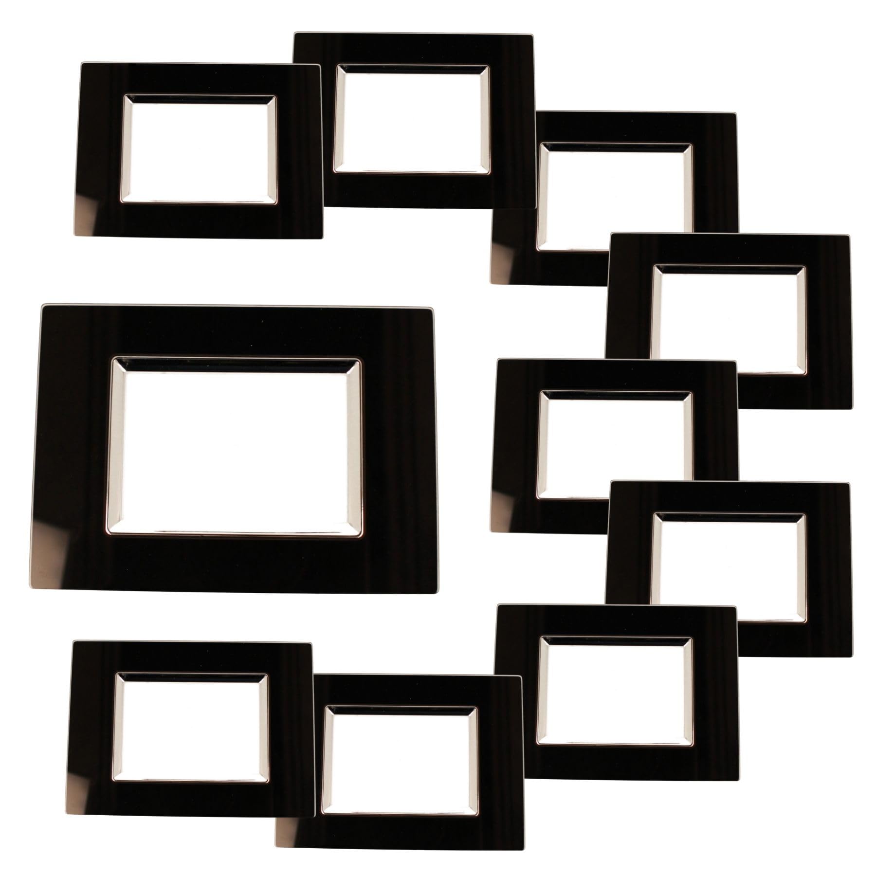 10 Pezzi Placca Quadrata In Vetro Temperato, 3 Moduli/Posti, Compatibile Con Bticino Living Light, Colore Nero, Serie MBL, Per Scatola 503