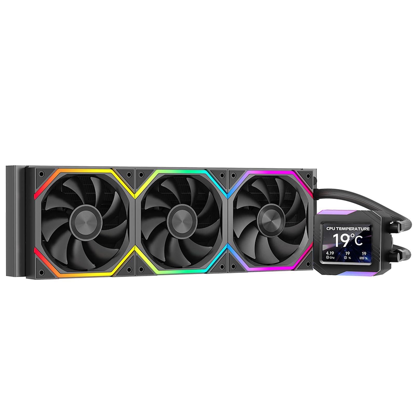 Jungle Leopard Astroshel V2G 360 Argb Raffreddamento ad acqua CPU Cooler|3 ventole PWM da 120 mm con 2000RPM|Display LCD digitale personalizzabile|per Intel LGA1851/1700/1200/115X AMD AM4/AM5 (nero